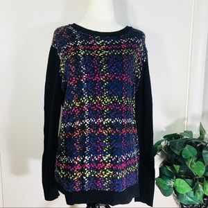Liz Claiborne Black with multi color sweater